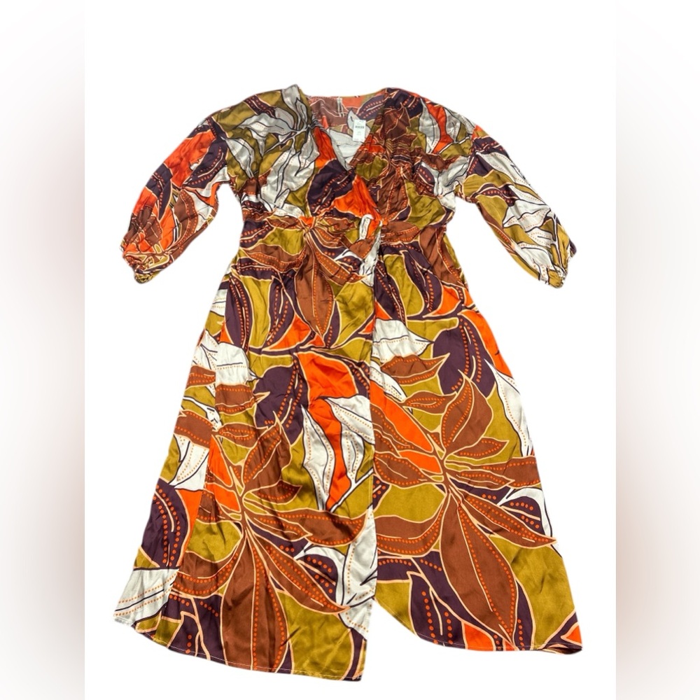 Anthropologie Printed Wrap Dress Size 2X Vibrant Floral Pattern NWT